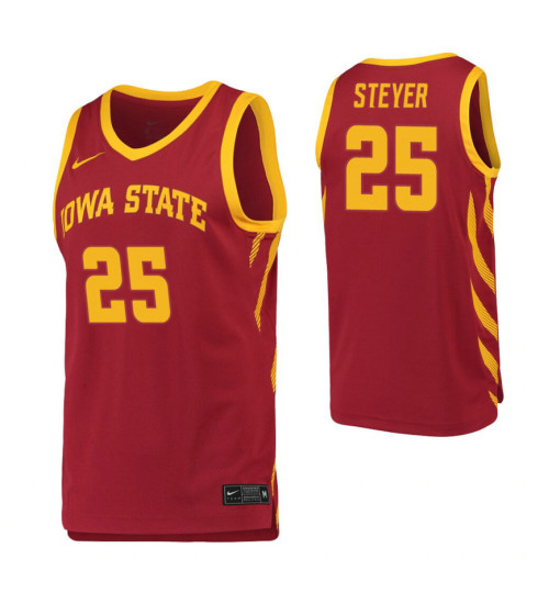 Iowa State Cyclones #25 Eric Steyer Crimson Authentic College Basketball Jersey
