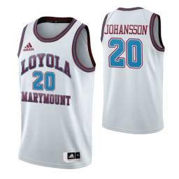 Youth Loyola Marymount Lions 20 Erik Johansson Throwback Authentic College Basketball Jersey White
