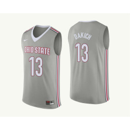 Ohio State Buckeyes #13 Andrew Dakich Authentic College Basketball Jersey Gray