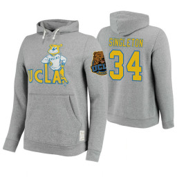 UCLA Bruins #34 David Singleton Men's Gray College Basketball Hoodie