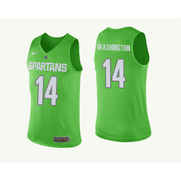 Michigan State Spartans #14 Brock Washington Replica College Basketball Jersey Green