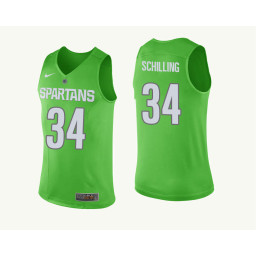 Michigan State Spartans #34 Gavin Schilling Authentic College Basketball Jersey Green