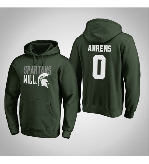 Michigan State Spartans #0 Kyle Ahrens Men's Green Team Hometown Collection Pullover Hoodie