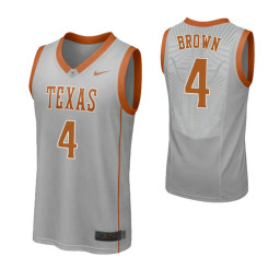 Texas Longhorns #4 Greg Brown Gray Replica College Basketball Jersey
