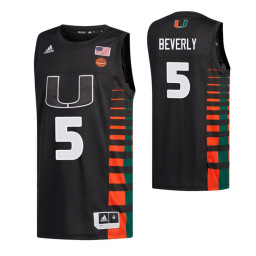 Youth Miami Hurricanes #5 Harlond Beverly Black Authentic College Basketball Jersey