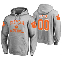 Clemson Tigers #00 Custom Men's Heathered Gray College Basketball Hoodie