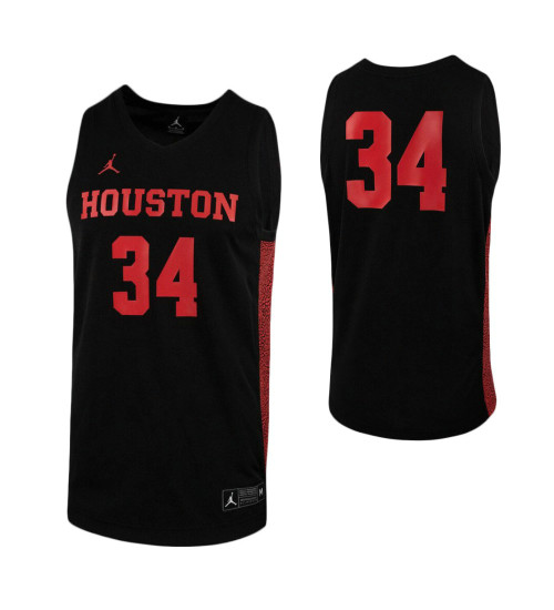 Youth Houston Cougars #34 Replica College Basketball Jersey Black