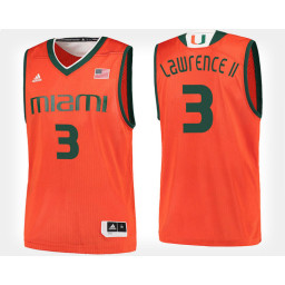 Youth Miami Hurricanes #3 Anthony Lawrence II Orange Home Authentic College Basketball Jersey