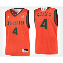 Youth Miami Hurricanes #4 Lonnie Walker IV Orange Home Authentic College Basketball Jersey