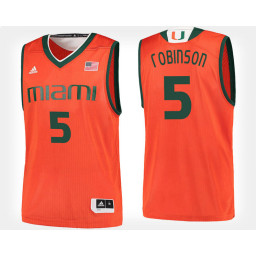 Youth Miami Hurricanes #5 Mike Robinson Orange Home Authentic College Basketball Jersey