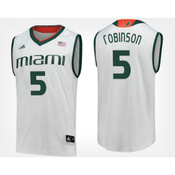 Youth Miami Hurricanes #5 Mike Robinson White Road Authentic College Basketball Jersey