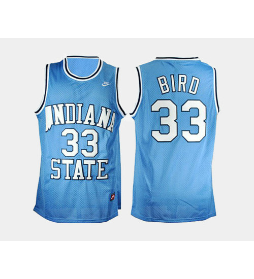 Women's indiana state Sycamores #33 Larry Bird Blue Road Replica College Basketball Jersey