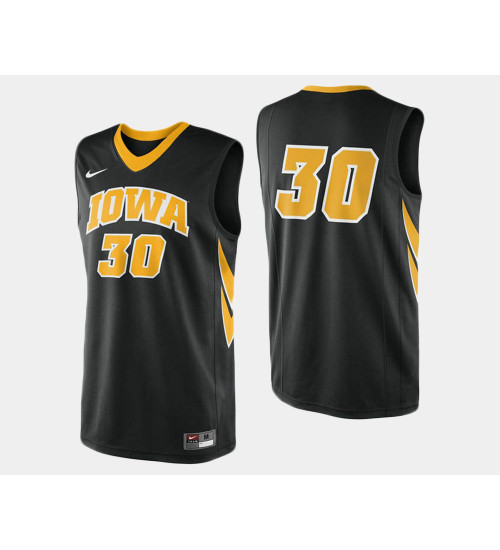 Women's Iowa Hawkeyes #30 Aaron White Black Road Replica College Basketball Jersey