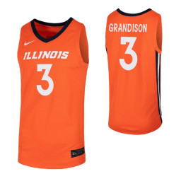 Women's Illinois Fighting Illini #3 Jacob Grandison Orange Replica College Basketball Jersey