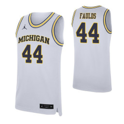 Youth Michigan Wolverines #44 Jaron Faulds White Authentic College Basketball Jersey
