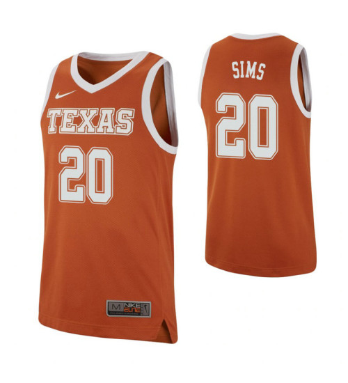 Youth Jericho Sims Authentic College Basketball Jersey Texas Orange Texas Longhorns