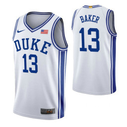 Duke Blue Devils Joey Baker White Replica College Basketball Jersey
