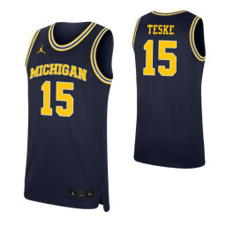 Jon Teske Authentic College Basketball Jersey Navy Michigan Wolverines