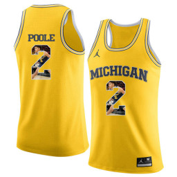 Michigan Wolverines #2 Jordan Poole Replica College Basketball Jersey Yellow
