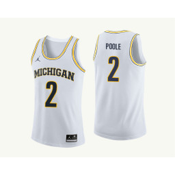 Michigan Wolverines #2 Jordan Poole Replica College Basketball Jersey White
