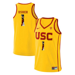USC Trojans #1 Jordan Usher Authentic College Basketball Jersey Yellow