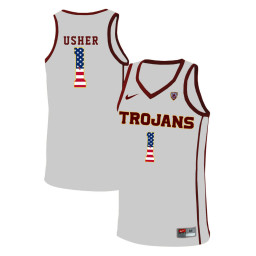 USC Trojans #1 Jordan Usher Authentic College Basketball Jersey White