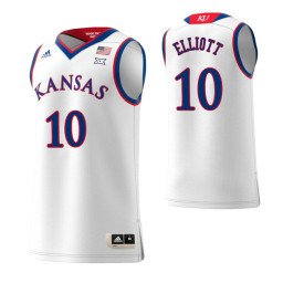 Kansas Jayhawks #10 Elijah Elliott Authentic College Basketball Jersey White