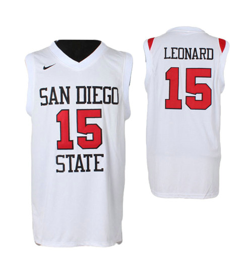 San Diego State Aztecs #15 Kawhi Leonard Replica College Basketball Jersey White