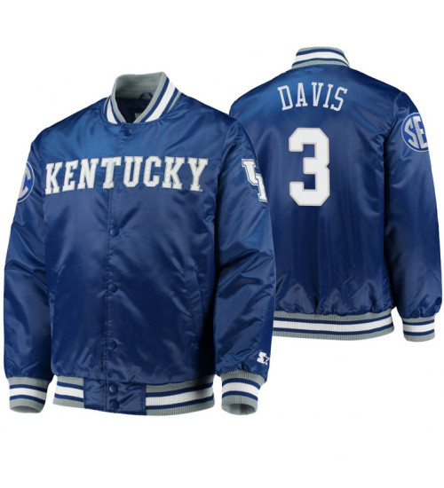 Kentucky Wildcats Anthony Davis Royal O-Line Varsity Full-Button Satin Jacket
