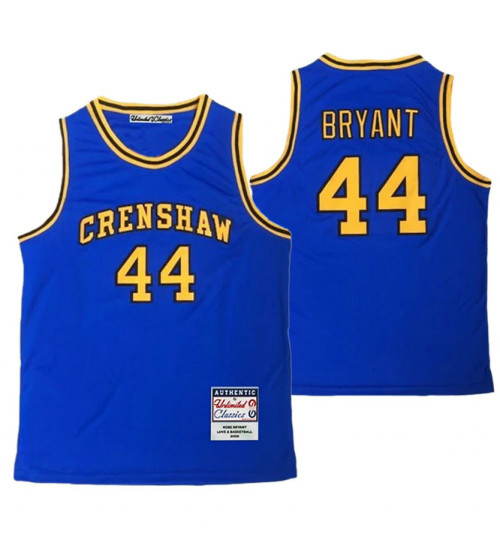 Women's Lakers Kobe Bryant #44 Basketball Crenshaw High School Replica College Basketball Jersey Blue