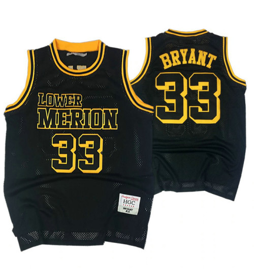 Youth Lower Merion Kobe Bryant #33 City High School Basketball Replica College Basketball Jersey Black