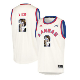 Kansas Jayhawks #2 Lagerald Vick Authentic College Basketball Jersey Cream