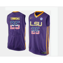 LSU Tigers #25 Ben Simmons Purple Road USA Flag Authentic College Basketball Jersey