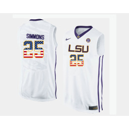 LSU Tigers #25 Ben Simmons White Alternate USA Flag Authentic College Basketball Jersey