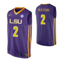 LSU Tigers #2 Trendon Watford Purple Authentic College Basketball Jersey