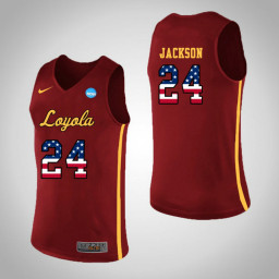 Youth Loyola (Chi) Ramblers #24 Aundre Jackson USA Flag Replica College Basketball Jersey Red
