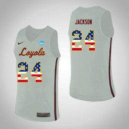 Loyola (Chi) Ramblers #24 Aundre Jackson USA Flag Replica College Basketball Jersey White