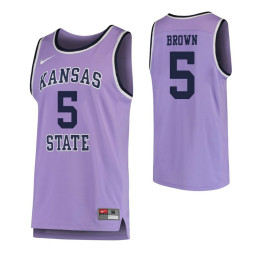Women's Kansas State Wildcats #5 Barry Brown Jr. Replica College Basketball Jersey Purple