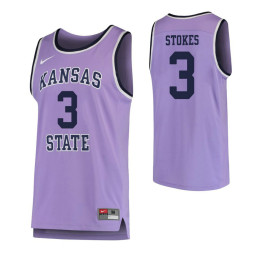 Kansas State Wildcats #3 Kamau Stokes Authentic College Basketball Jersey Purple