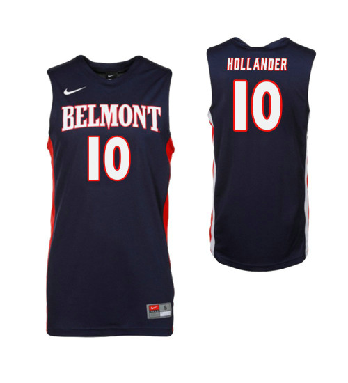 Women's Belmont Bruins #10 Caleb Hollander Authentic College Basketball Jersey Navy