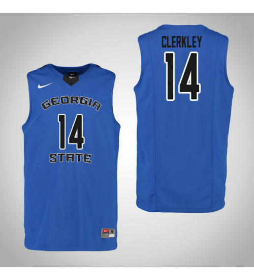 Georgia State Panthers #14 Chris Clerkley Replica College Basketball Jersey Blue