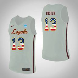 Loyola (Chi) Ramblers #13 Clayton Custer USA Flag Authentic College Basketball Jersey White