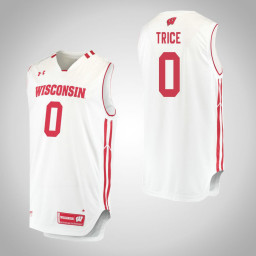 Wisconsin Badgers #0 D'Mitrik Trice Replica College Basketball Jersey White