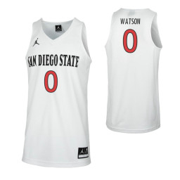 Women's San Diego State Aztecs #0 Devin Watson Replica College Basketball Jersey White