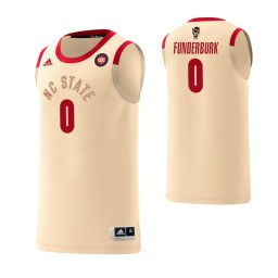 Youth NC State Wolfpack #0 DJ Funderburk Harlem Renaissance Authentic College Basketball Jersey Cream