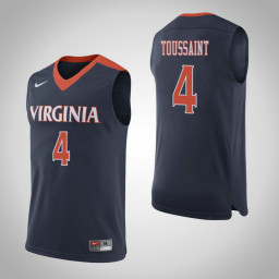 Youth Virginia Cavaliers #4 Dominique Toussaint Authentic College Basketball Jersey Navy