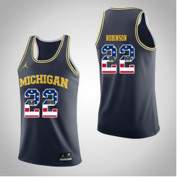 Michigan Wolverines #22 Duncan Robinson Jordan Brand USA Flag Authentic College Basketball Jersey Navy