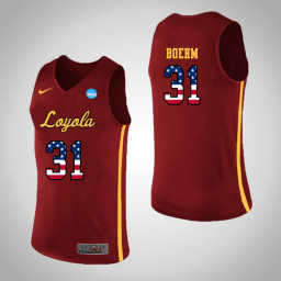 Youth Loyola (Chi) Ramblers #31 Dylan Boehm USA Flag Replica College Basketball Jersey Red