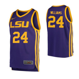 LSU Tigers #24 Emmitt Williams Replica College Basketball Jersey Purple