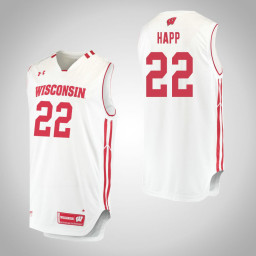 Wisconsin Badgers #22 Ethan Happ Replica College Basketball Jersey White